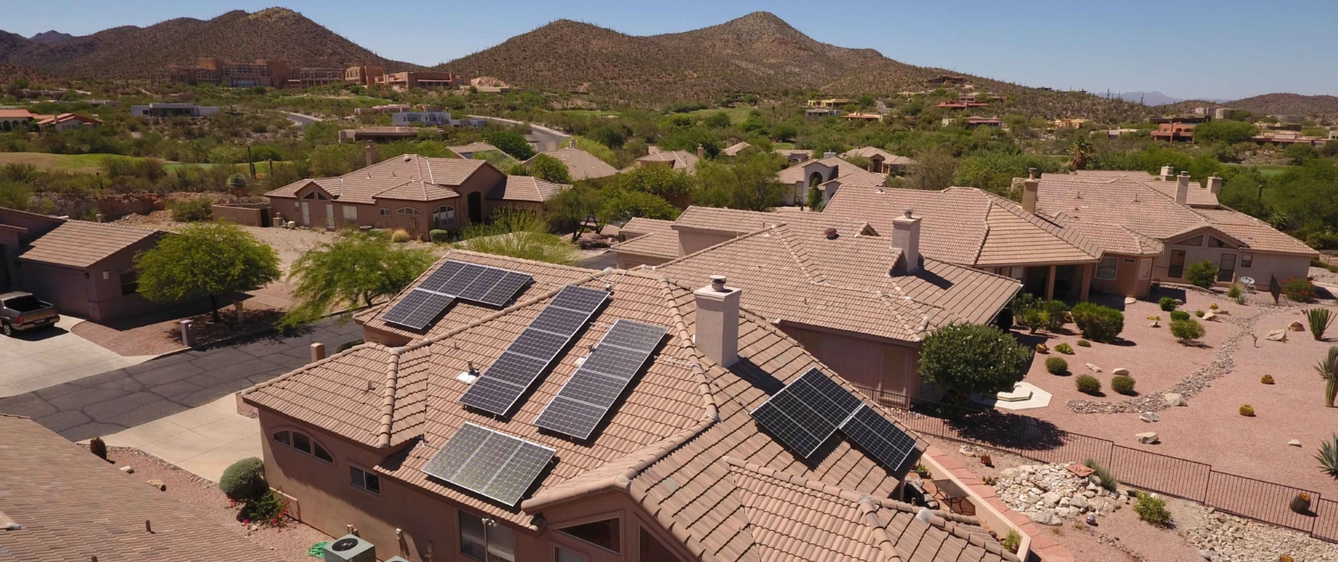 beautiful desert neighborhood with solar homes