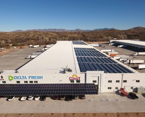 large warehouse facility with solar