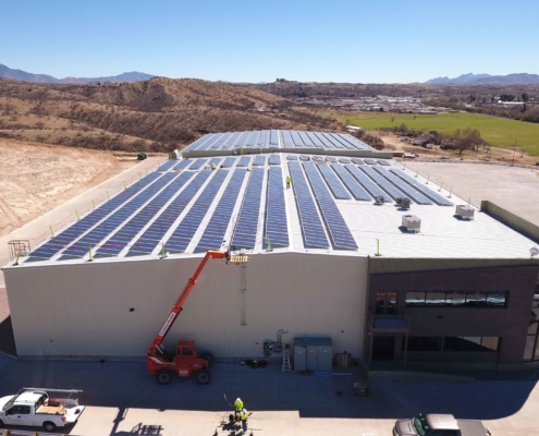 solar panels on a large facility