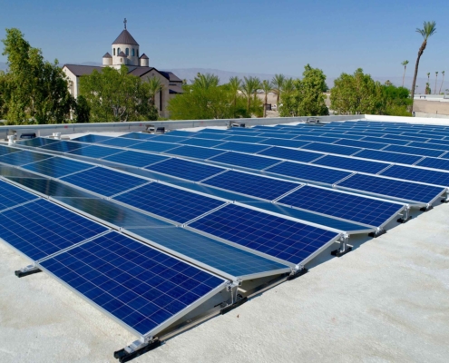 solar panels on facility roof